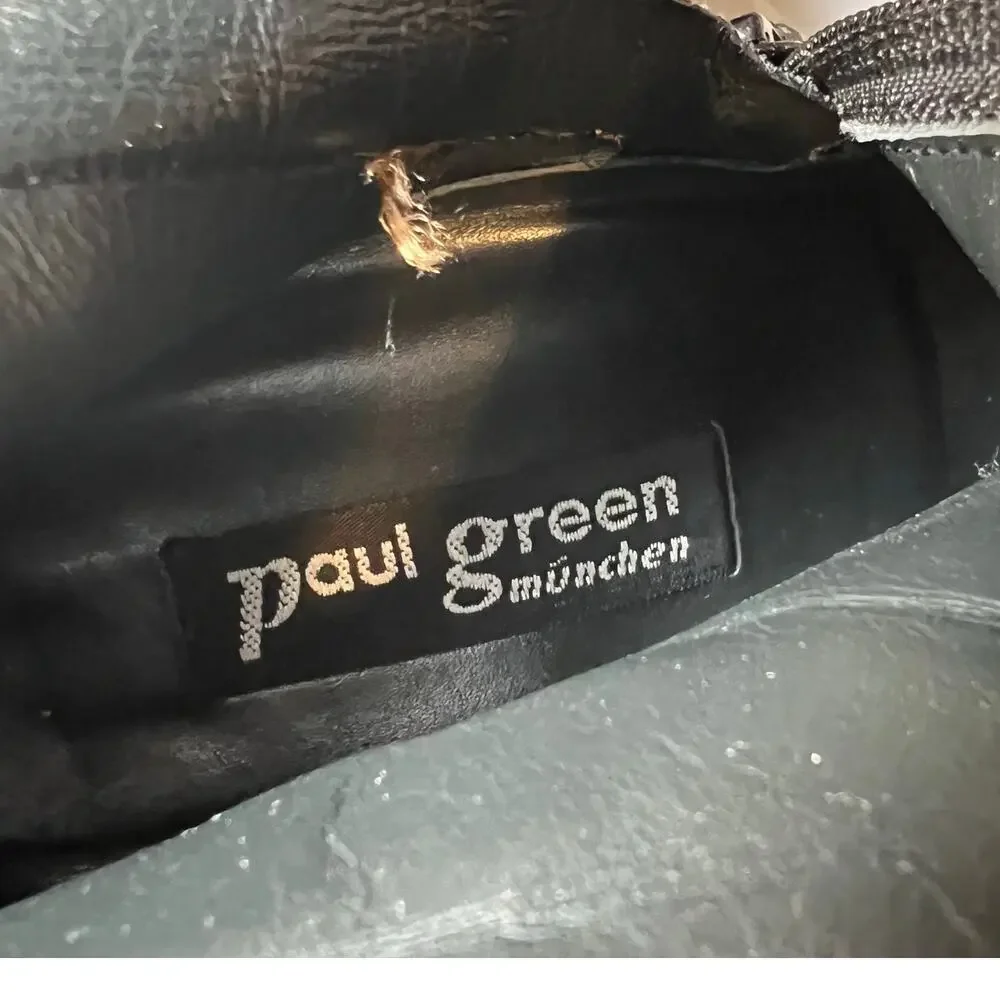 Paul Green Harness Boots 6.5 Black Leather Buckle‎ Cuffed Western Ankle Booties